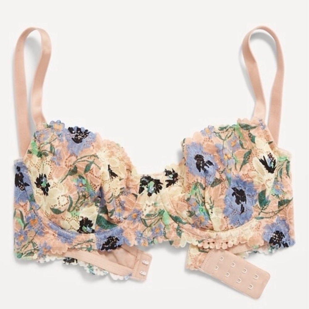 Old Navy Lace Underwire Balconette Bra in Floral Multi NWT 38DD